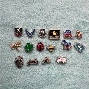 Floating Locket Charms - US Army, Democrat, republican, police theme